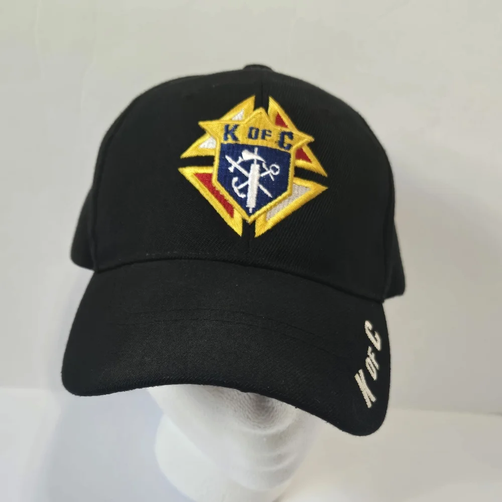 Knights of Columbus K of C Embroidered Baseball Cap Hat Black Adjustable Cap Kin - Picture 2 of 6